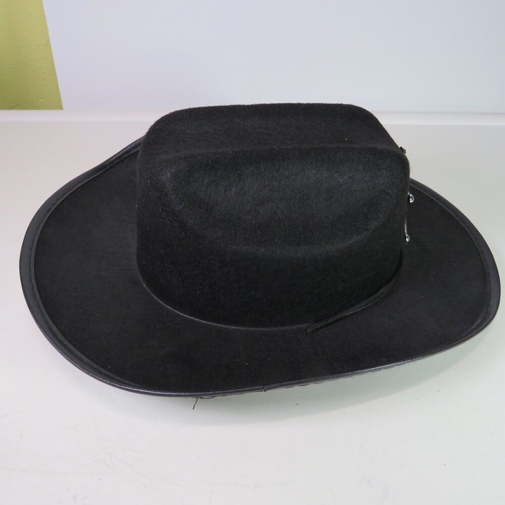 VTG Black Western Firm Felt Hat w sheriff's badge attached CHILD SIZE - Picture 6 of 8